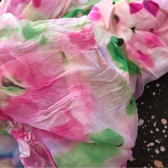 ROCOCO SAND Alora Mini Dress Multi Pink Floral Chiffon Off Shoulder - Picture 9 of 10